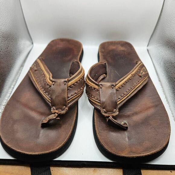 Ruehl925 Rare Olive Green/brown Mens Size 9 Leather Flip Flops main image 4